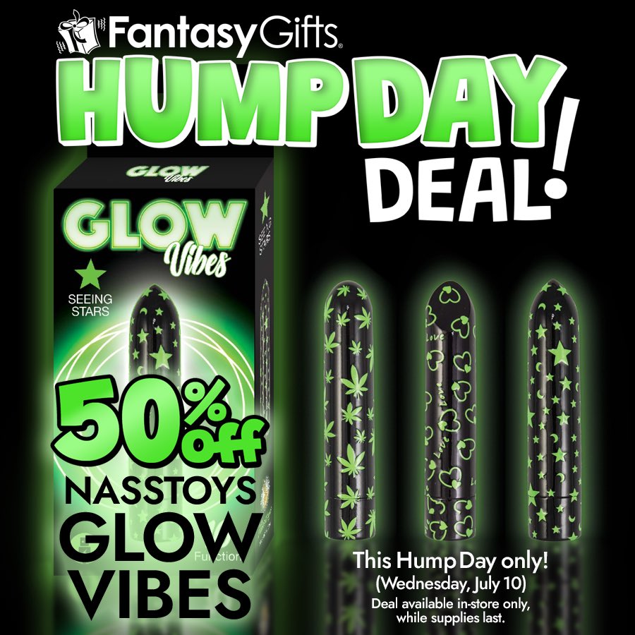 fantasygifts's tweet image. This Hump Day enjoy 50% off all Glow Vibes from Nasstoys! Sweet Heart, Pocket High, and Seeing Stars.
Deal only offered on Wednesday, July 10th, available in-store only, while supplies last.
#shoplocal #familybusiness #fantasygifts #fantasygiftsminnesota #womanowned