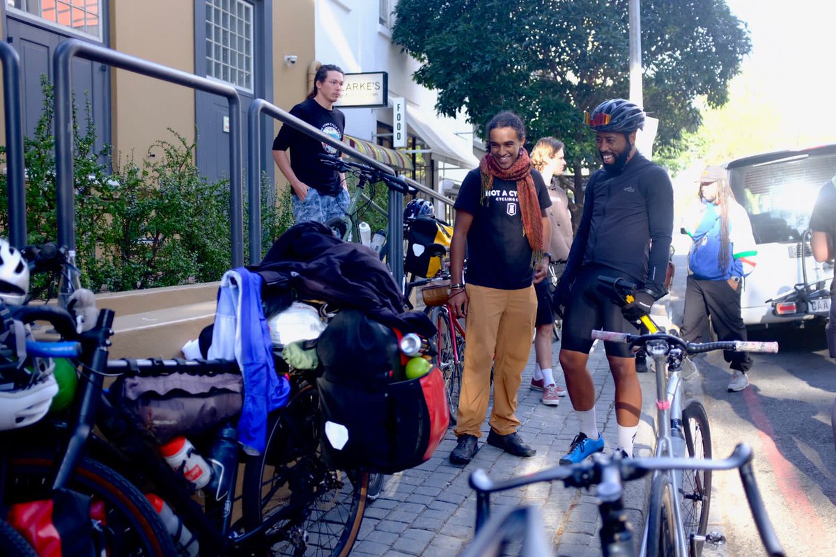 smavundla's tweet photo. #CTBicycleMayor a beautiful send off for #AdamJacobs who will be on a cycling adventure around the African continent on our #RookScout gravel bicycle proudly designed in #CapeTown 

#AdamJacobs during this journey will be raising R100 000 for #WavesForChange lookout for him. https://t.co/VLlU1IScka