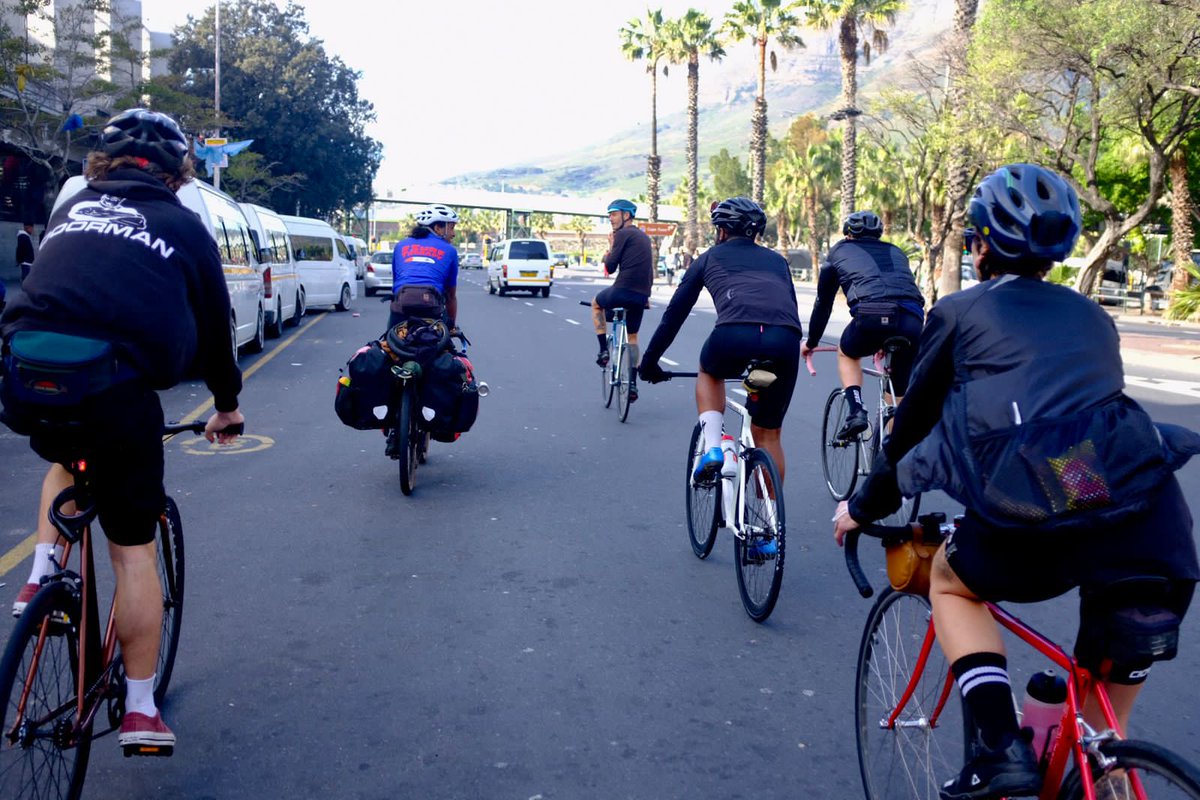 smavundla's tweet photo. #CTBicycleMayor a beautiful send off for #AdamJacobs who will be on a cycling adventure around the African continent on our #RookScout gravel bicycle proudly designed in #CapeTown 

#AdamJacobs during this journey will be raising R100 000 for #WavesForChange lookout for him. https://t.co/VLlU1IScka
