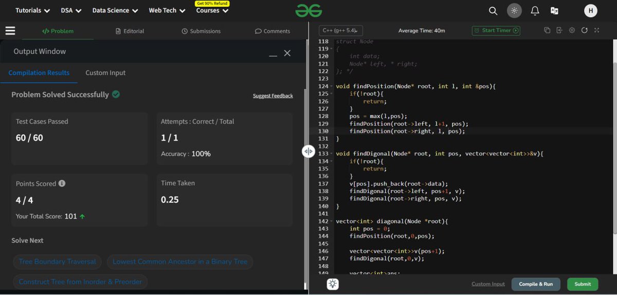 hrid_05's tweet image. Solved Today
~ 2 medium level and 1 Hard level QS on @LeetCode
~ Solved 1 medium level QS today on @geeksforgeeks
PEACE 🙏🏻
#LetsConnect #DSA #LearningDSA #LearnInPublic #ProblemSolving #buildinpublic #leetcode