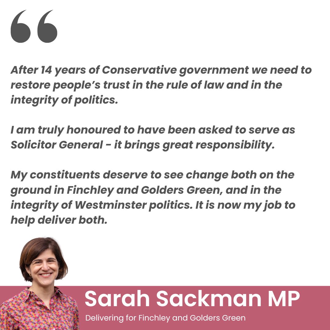 Sarah Sackman KC MP tweet media