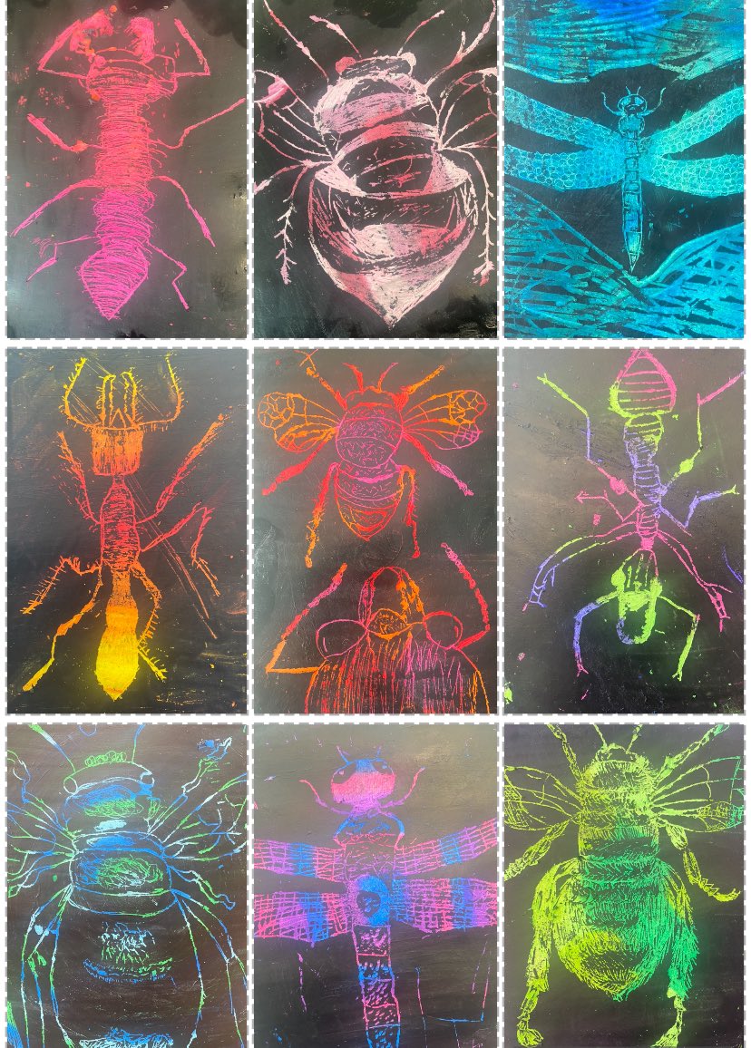 Fantastic sgraffito insects created by 7HT today!