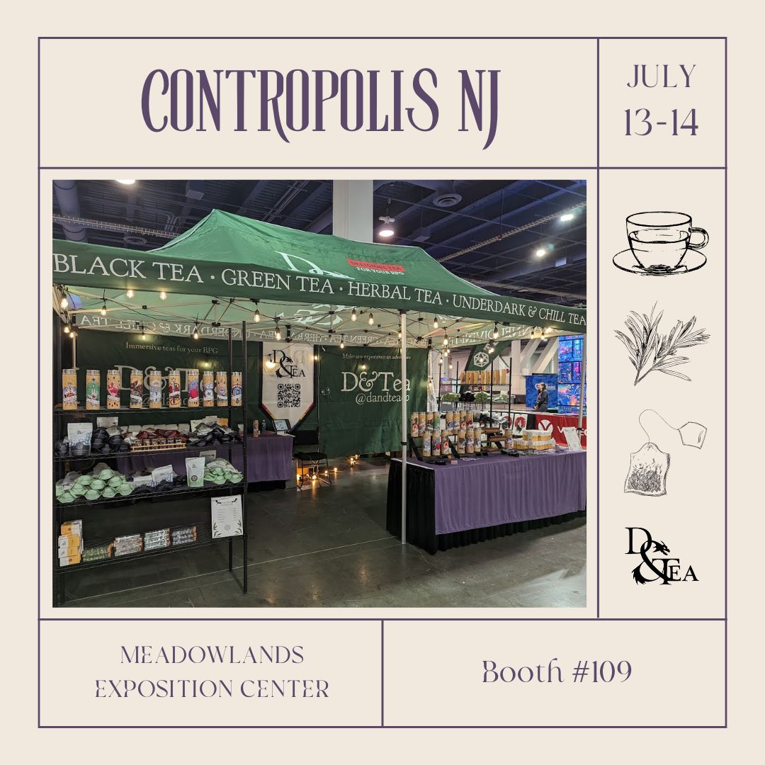 DandTeaCo's tweet image. Hey, We're heading to New Jersey this weekend! Come stop by Booth#109 and talk tea with us! @contropolis_nj 

#contropolisnj #convention #cozytea #tea #dandtea #berrytea #caffienefree #cozycup #cupoftea☕️ #homebrew #homegame #teacompany #DnD #tealover #looseleaftea #ttrpg