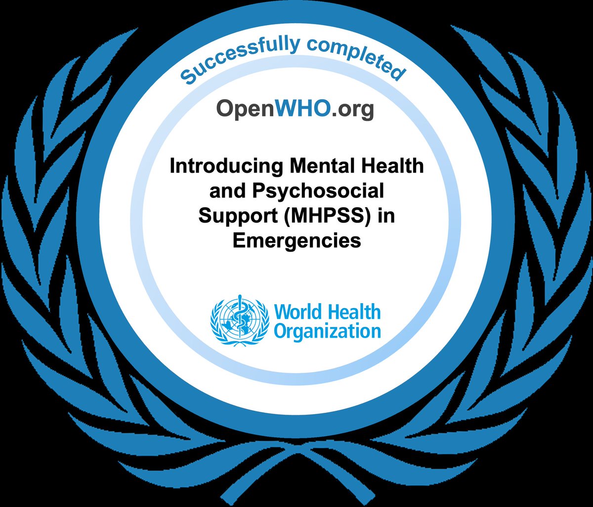 dr_olal's tweet photo. I successfully completed the course Introducing Mental Health and Psychosocial Support (MHPSS) in emergencies on
 #OpenWHO! https://t.co/yQrN9czpzK https://t.co/mlXz9F2ezu