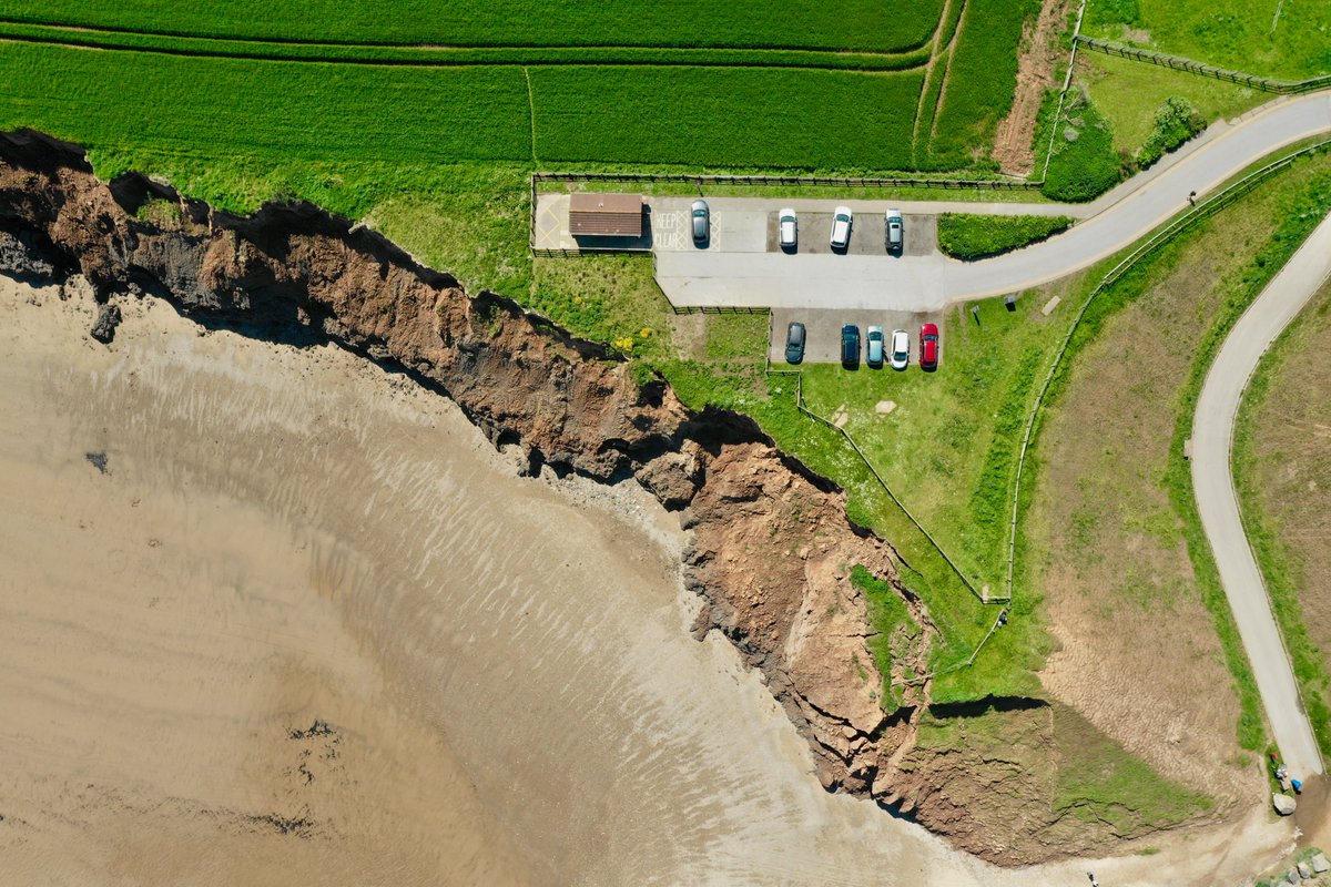 InternetGeog's tweet photo. A heads up if you are visiting Mappleton for fieldwork: The toilets at the car park are closing on Wednesday and will be demolished shortly due to erosion. Temporary toilets will be installed. 

The image below was taken in 2022. Comparison pics are coming this week! https://t.co/04GeoDiDW4