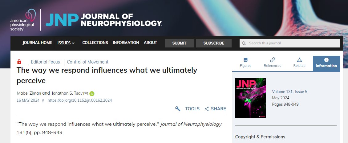 JNeurophysiol's tweet image. 🔎Research in Focus 📃The way we respond influences what we ultimately perceive by Mabel Ziman and Jonathan S. Tsay

 ow.ly/lNXu50SyaM7

@tsay_jonathan #multisensory #integration #recalibration #MotorAdaptation #VisuoMotor