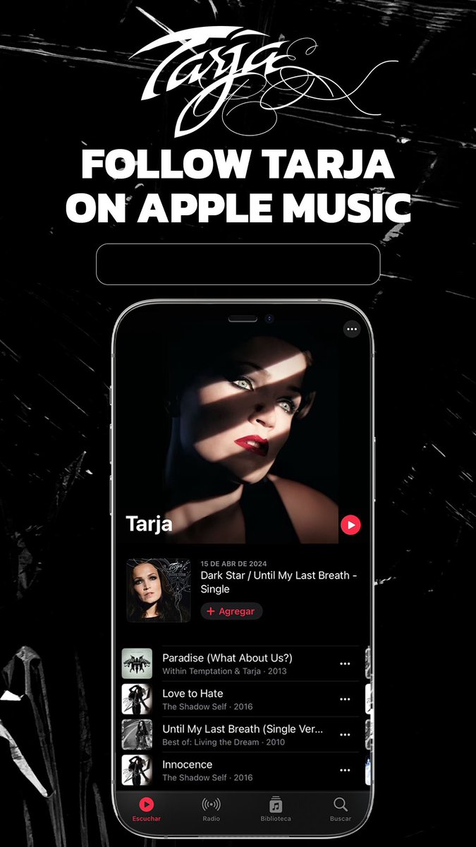 tarjaofficial's tweet photo. Attention Tarja fans!

Don't forget to follow Tarja on Apple Music to stay up-to-date on her latest music and upcoming releases.

 https://t.co/EPrLN26v3r… https://t.co/GGmVQPHcY7