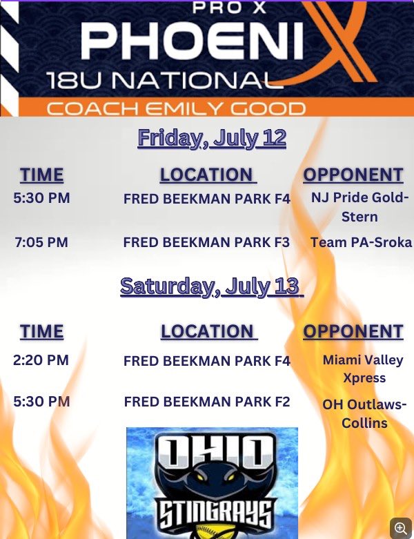 Can’t wait to play in the Ohio Stingrays Showcase!! PXP!!🧡🤍💙