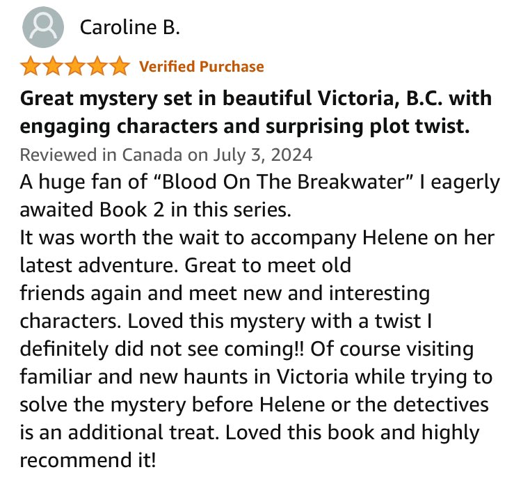 She was the first to download the book on kindle but had to wait a week for Amazon to approve the review! <a href="/SailingGal1/">Caroline B 🇨🇦🇺🇦🇩🇰</a> it was worth the wait! #bookreviews #BookRecommendations (She was also the first to post about Blood on the Breakwater last year, a stranger who loved my book)