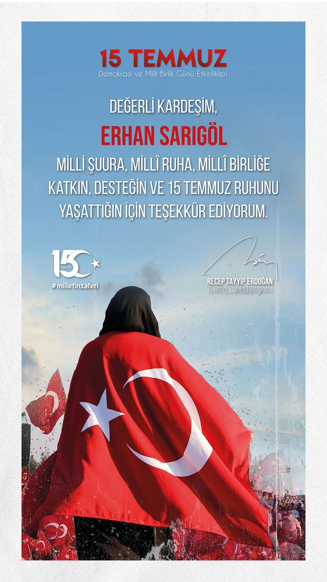 Biz şehitleriyle yaşayan, şühedanın ölmediğine inanan, diri olduklarına iman eden bir dinin mensuplarıyız! 
Biz İstiklal Marşı’nda dahi şehitliği yücelten duruşumuzu evlatlarına hatırlatan şerefli bir milletiz! 

Her karışında bir yiğidin yattığı bu güzel ülkenin asli sahibi