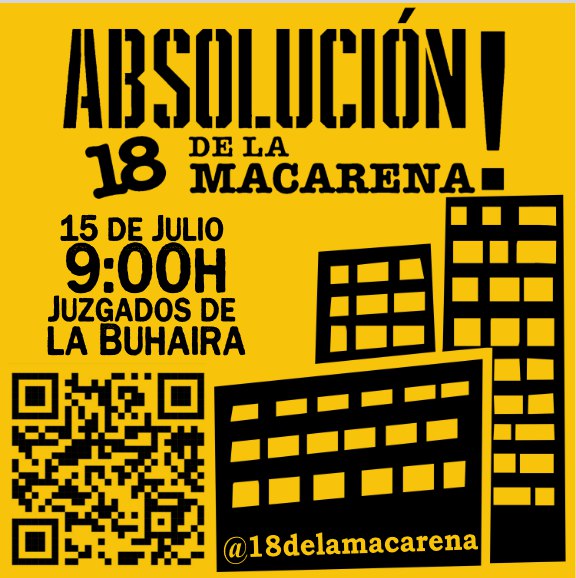 👉🏽 Se criminaliza al #sindicalismo y se criminaliza también al movimiento de la vivienda.
Vivimos duros momentos para el activismo por los derechos más básicos.
El próximo 15 de Julio, vayamos a apoyar a los 18 de la Macarena <a href="/18delamacarena/">Absolución 18 de la Macarena</a>.✊🏾
Acude y difunde❗