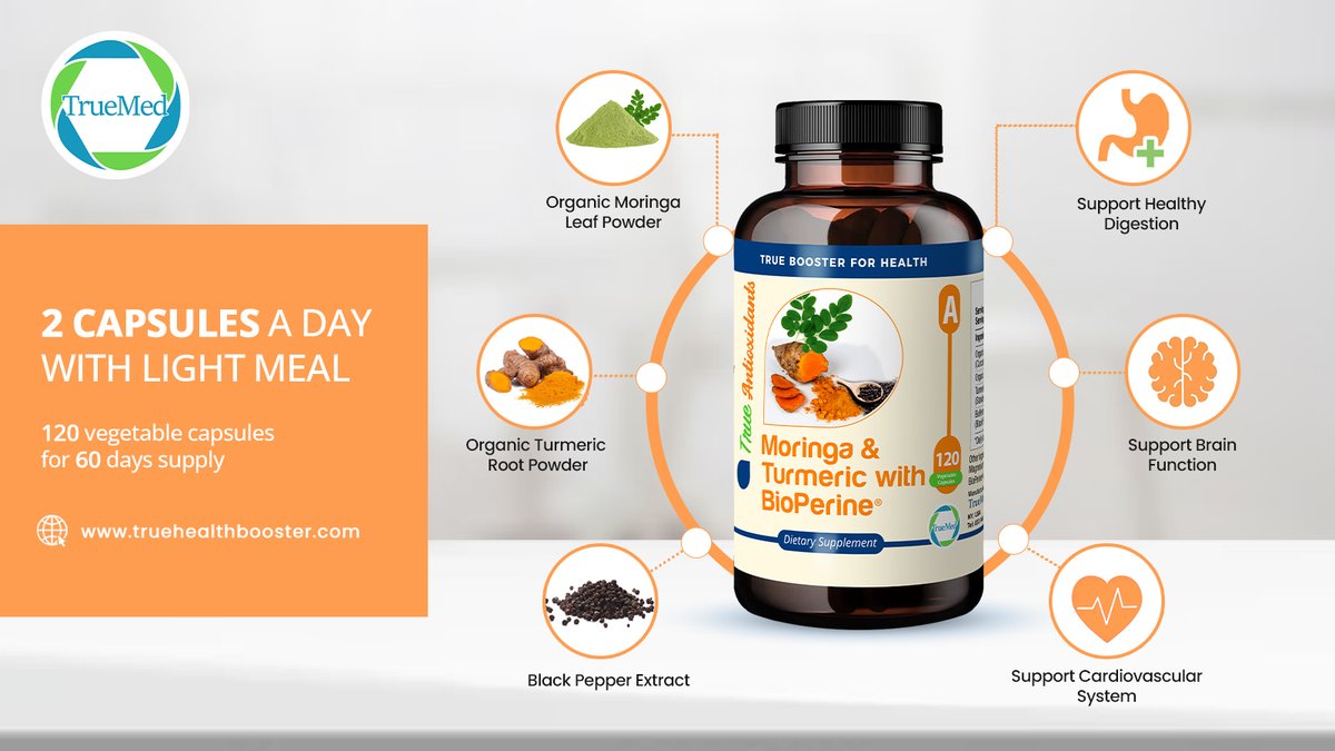 truehealthboost's tweet photo. Ready to experience the relief and move with ease? Try TrueMed's Moringa &amp; Organic Turmeric with BioPerine today! 🌿✨ 

🔗 **Purchase now on our website**: https://t.co/ZhNOPn9SIV  
#TrueMed #JointSupport #OrganicSupplements #NaturalHealth #BioPerine #Turmeric #Moringa https://t.co/HbMt4FrUCT