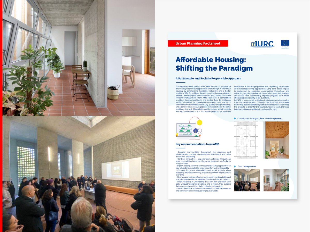 EUintheUS's tweet photo. 🏡 Affordable housing is one of the biggest challenges in cities. Through #IMPSOL, @cityoftoronto and the Barcelona Metropolitan Area (AMB) share their key recommendations and new approaches on how to shift this paradigm. Read the #IURC factsheet: https://t.co/jI6GD6O8Y9 https://t.co/TZYq18P9YL