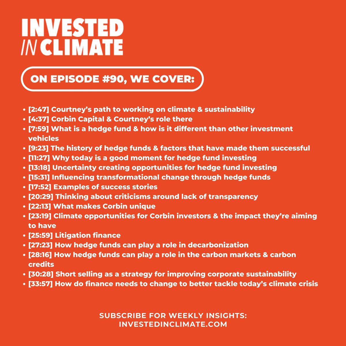 Trillions in hedge funds could drive decarbonization and environmental priorities. Learn about Corbin Capital, a hedge fund using activist strategies to exceed returns and advance environmental/social goals.  🎧 Ep #90 with Courtney Birnbaum: bit.ly/3VZDrxm