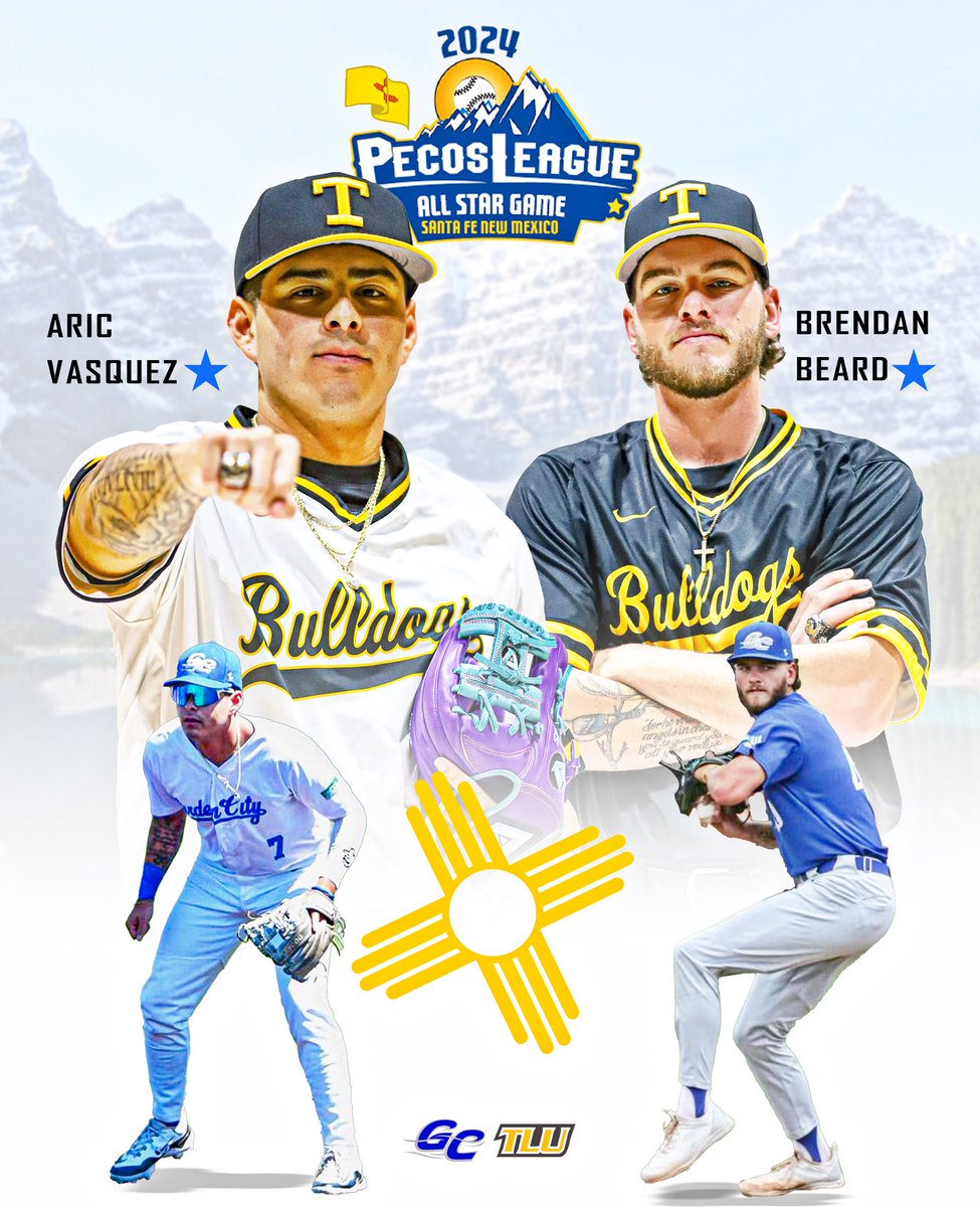 From stars in Seguin to All-Stars in Santa Fe.

Congratulations to TLU Baseball’s Aric Vasquez &amp; Brendan Beard on making the Pecos League All-Star Game &amp; representing the Garden City Wind in Santa Fe!

#TooLiveU | #PupsUp