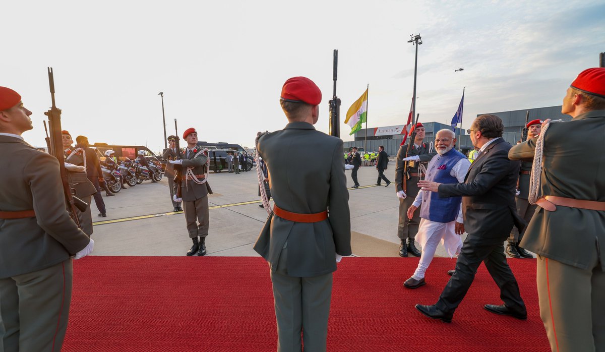Narendra Modi (@narendramodi) on Twitter photo Landed in Vienna. This visit to Austria is a special one. Our nations are connected by shared values and a commitment to a better planet. Looking forward to the various programmes in Austria including talks with Chancellor <a href="/karlnehammer/">Karl Nehammer</a>, interactions with the Indian community and Landed in Vienna. This visit to Austria is a special one. Our nations are connected by shared values and a commitment to a better planet. Looking forward to the various programmes in Austria including talks with Chancellor <a href="/karlnehammer/">Karl Nehammer</a>, interactions with the Indian community and