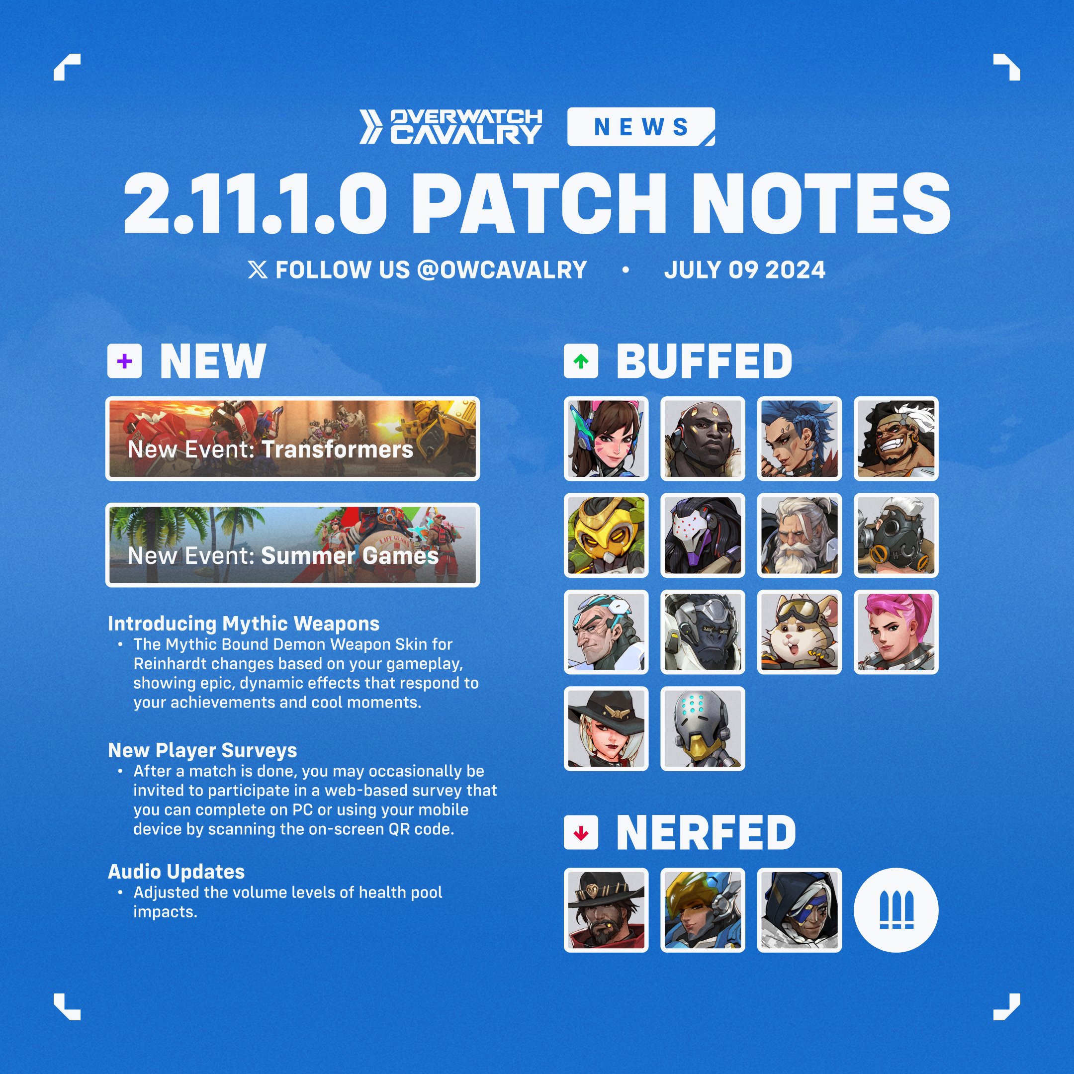 Overwatch Cavalry on X: “New #Overwatch2 Mid-Season 11 Patch Notes 