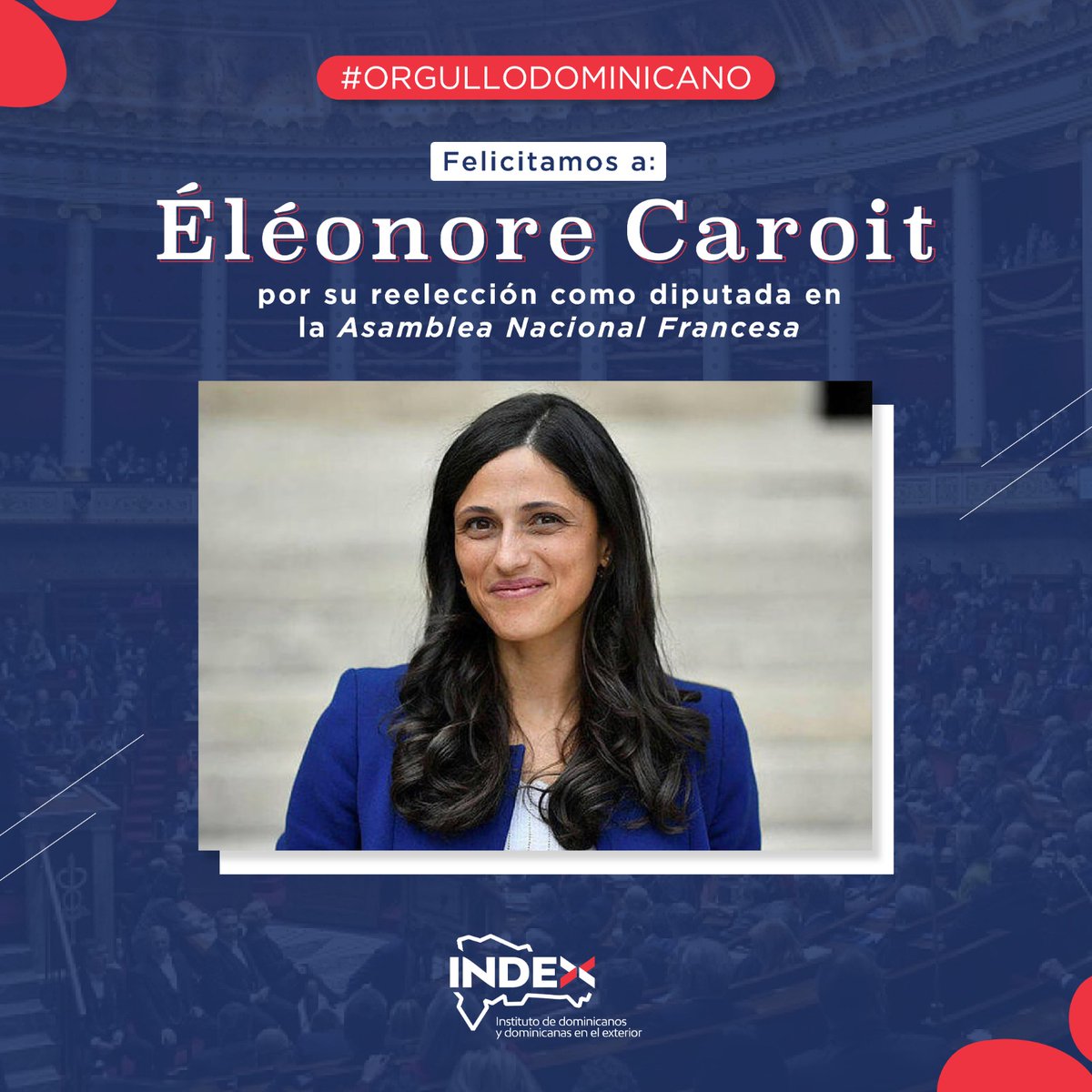 Indexdomrd's tweet photo. ¡#OrgulloDominicano!🇩🇴❤️🙌🏻
Felicitamos a Éléonore Caroit por su reelección como diputada en la Asamblea Nacional Francesa. Su labor y compromiso continúan siendo un ejemplo y un orgullo para la comunidad dominicana.
#INDEXDOMRD https://t.co/mQEwXdCLv8