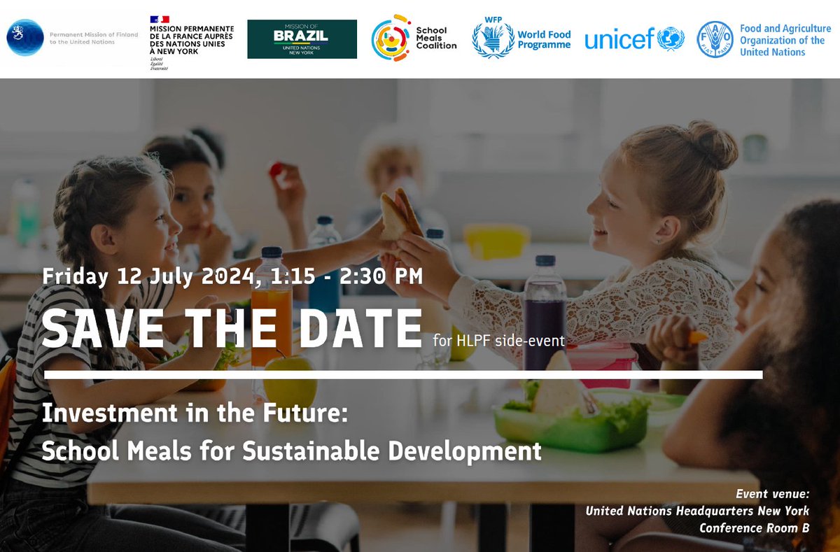 During #HLPF2024 event "Investment in the Future: School Meals for Sustainable Development", <a href="/WorldVisionUN/">WorldVisionUN</a> <a href="/AmandaRivesA/">Amanda Rives</a> will discuss the <a href="/SchoolMeals_/">School Meals Coalition</a> Civil Society Call to Action, showcasing CSOs' support for country commitments.