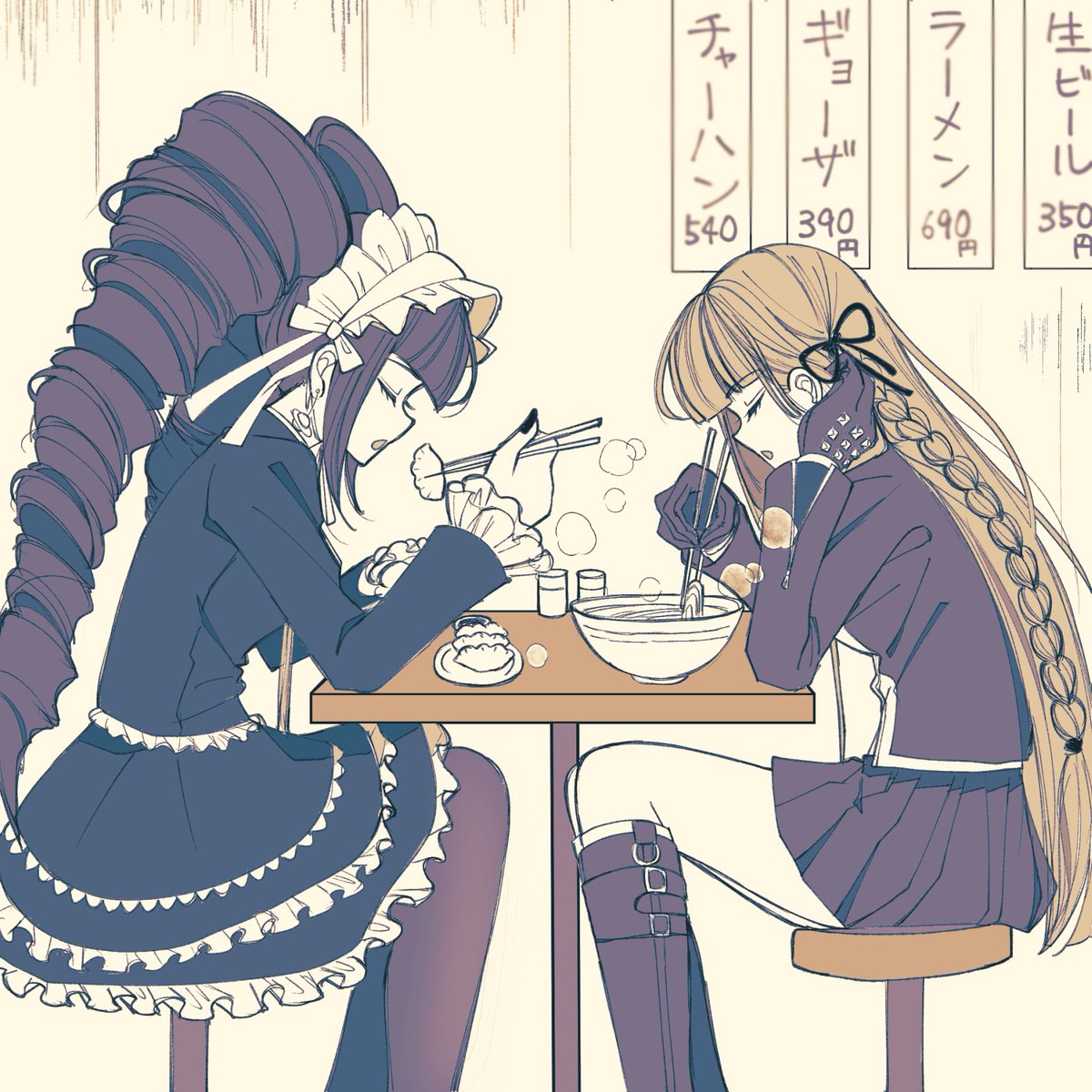 aosky9077's tweet photo. 町中華で食事するセレスと霧切 🥟🍜 https://t.co/94YGh0BZsC