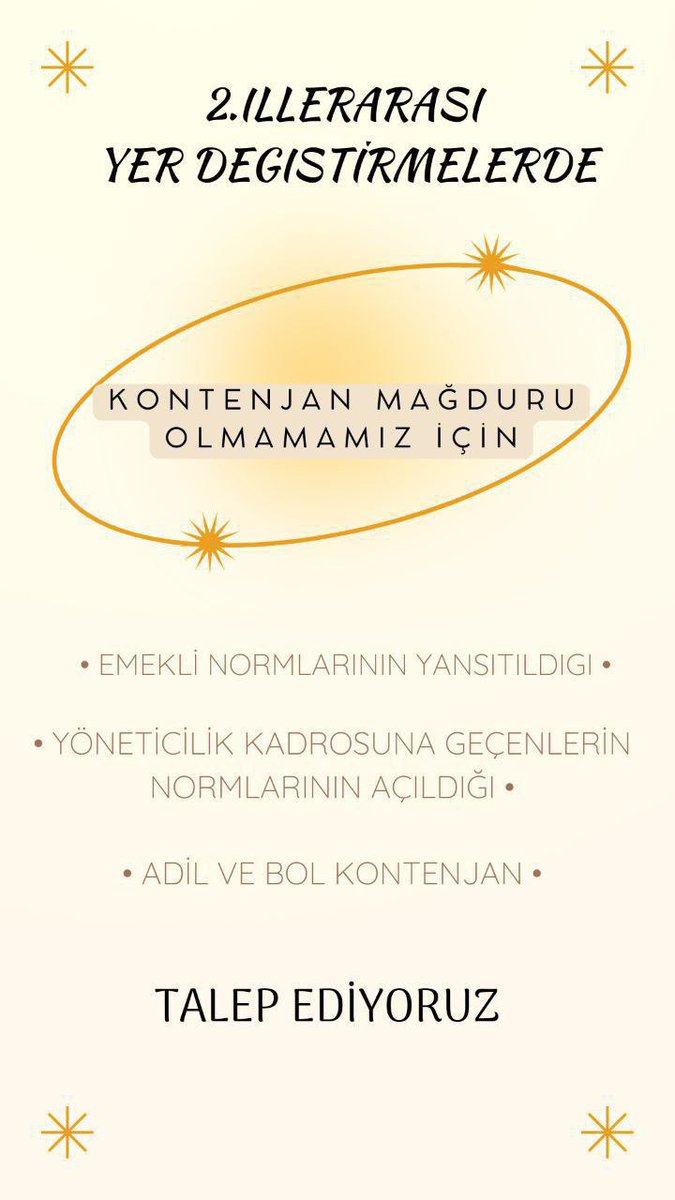 #kontenjanlarıacmavakti
Sayın bakanım, 
Öğretmenler olarak ikinci il dışı tayin hakkında bol kontenjan talep ediyoruz.