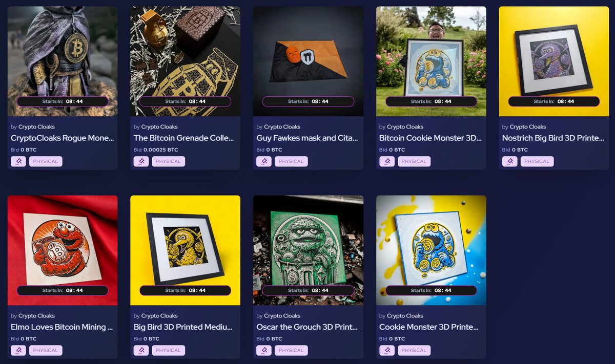 💥NOW ACCEPTING BIDS💥

The <a href="/CryptoCloaks/">CryptoCloaks™ 🥰</a> Collection

9️⃣ No Reserve Auctions of Fine 3D Printed Bitcoin Goods

🔗 scarce.city/collections/cr…