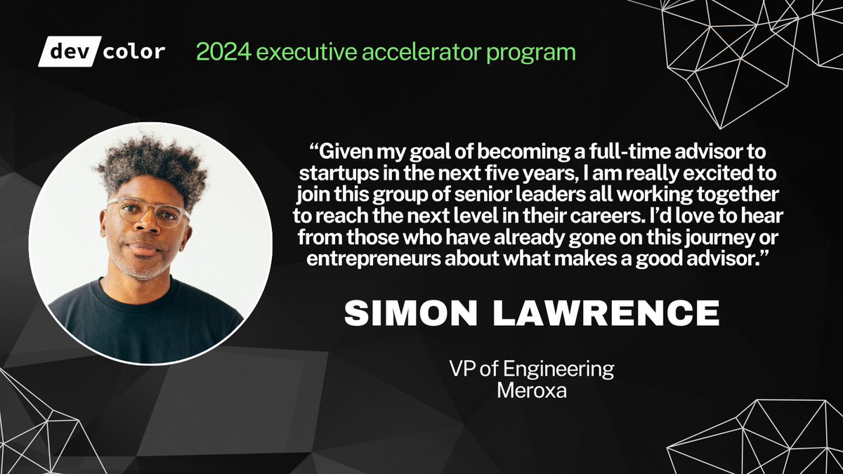 In the last of our Executive Accelerator spotlight series, we're introducing Simon Lawrence and Shavant Thomas who are taking the charge to create change within their teams and organizations. Tag us to pay it forward! #techforgood #learninganddevelopment #executives #devcolor