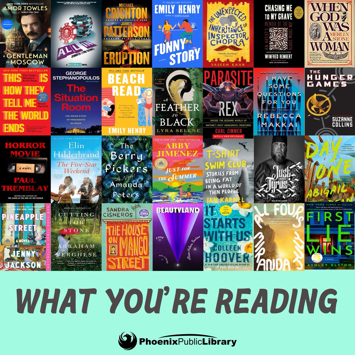 PhxLibrary's tweet image. We asked, you answered. Here are just some of the books you are reading this July📚. #JustReadPPL #PhoenixPublicLibrary