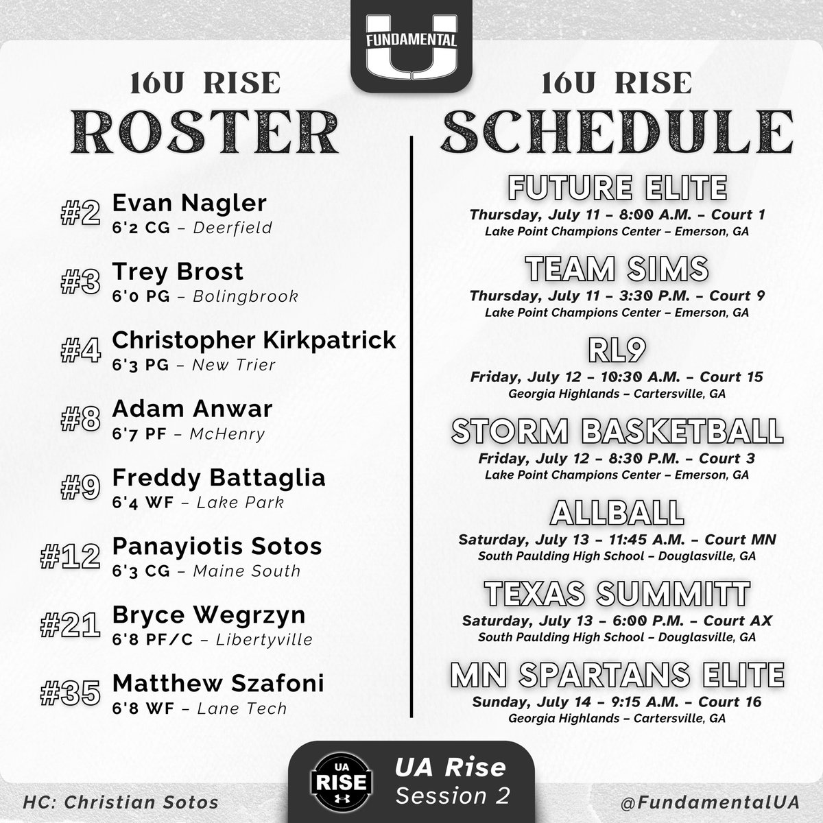 🚨 July NCAA Live Period ‼️ 

College Coaches, catch our 16u UA Rise team in action this weekend in Atlanta! #FUFamily

<a href="/RiseCircuit/">UA Rise Circuit</a> <a href="/UANextBHoops/">Boys UAA</a> 
<a href="/CoachSotos/">Christian Sotos</a> <a href="/mikeweinstein55/">Michael Weinstein</a>