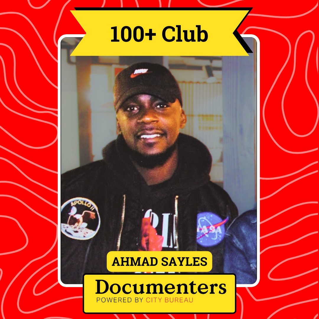 city_bureau's tweet image. 🎉 We’re thrilled to welcome @ahmad_sayles to the 100+ Club for Documenting over 100 Chicago public meetings! As one of our OG @CHIdocumenters, Ahmad has covered a range of meetings and topics. citybureau.org/notebook/chica…