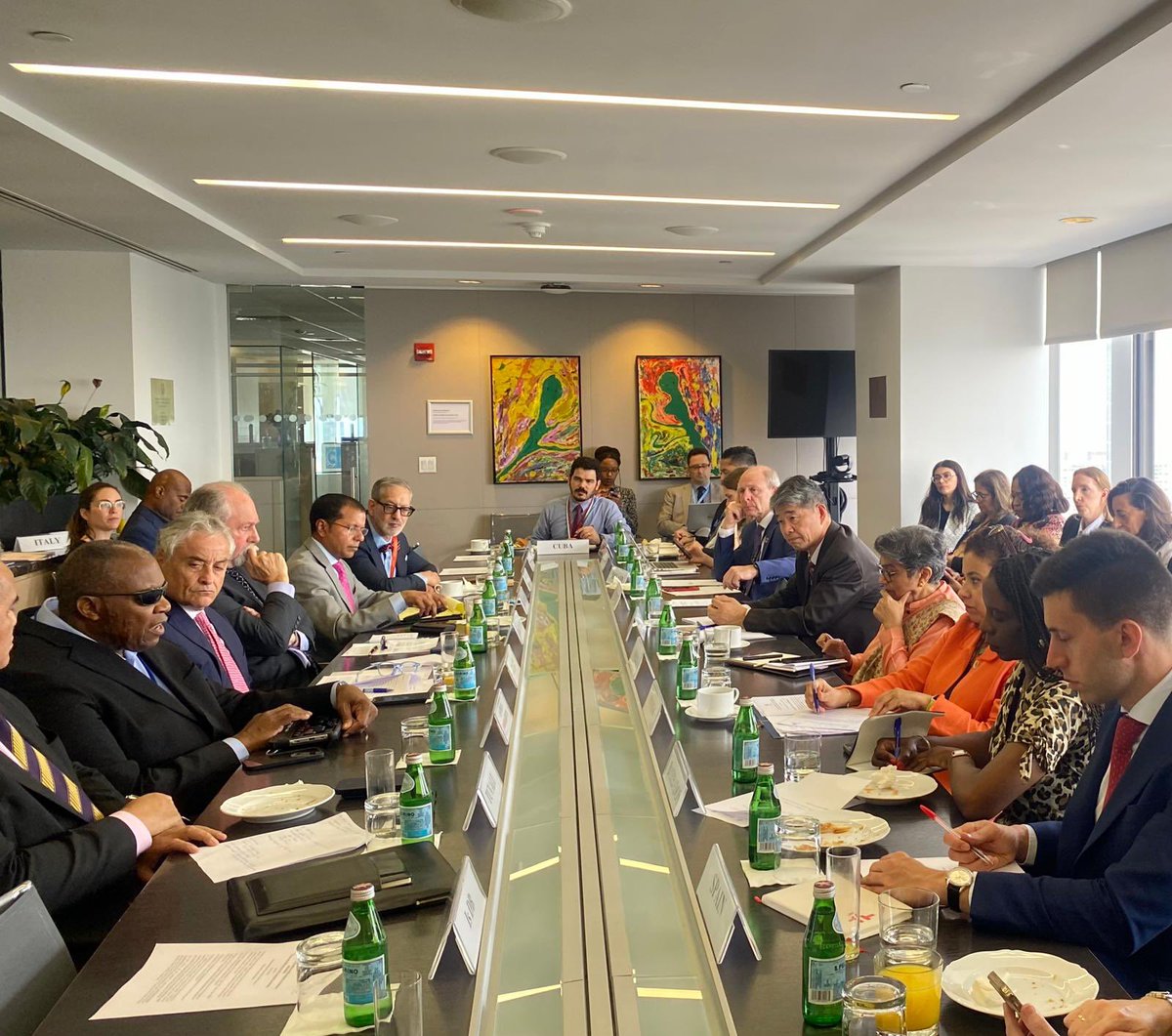ItalyUN_NY's tweet photo. A very insightful discussion today at event 🇮🇹 hosted to reflect on how to forge new partnerships for #SIDS that build on new the Antigua and Barbuda Agenda for SIDS #ABAS, #2030Agenda and the Paris Agreement to scale up the support to SIDS.

The roundtable, moderated by 🇮🇹PR Amb. @MauMassari , showcased IAEA's technical coop. program supporting 26 SIDS countries in fields like climate change, biodiversity loss, food security, health, water and soil management. 

Special🙏 to all participants and to briefers @USGRabab_UN, @LagorioErn34973 and representatives from @iaeaorg @UNOSSC for your perspective.