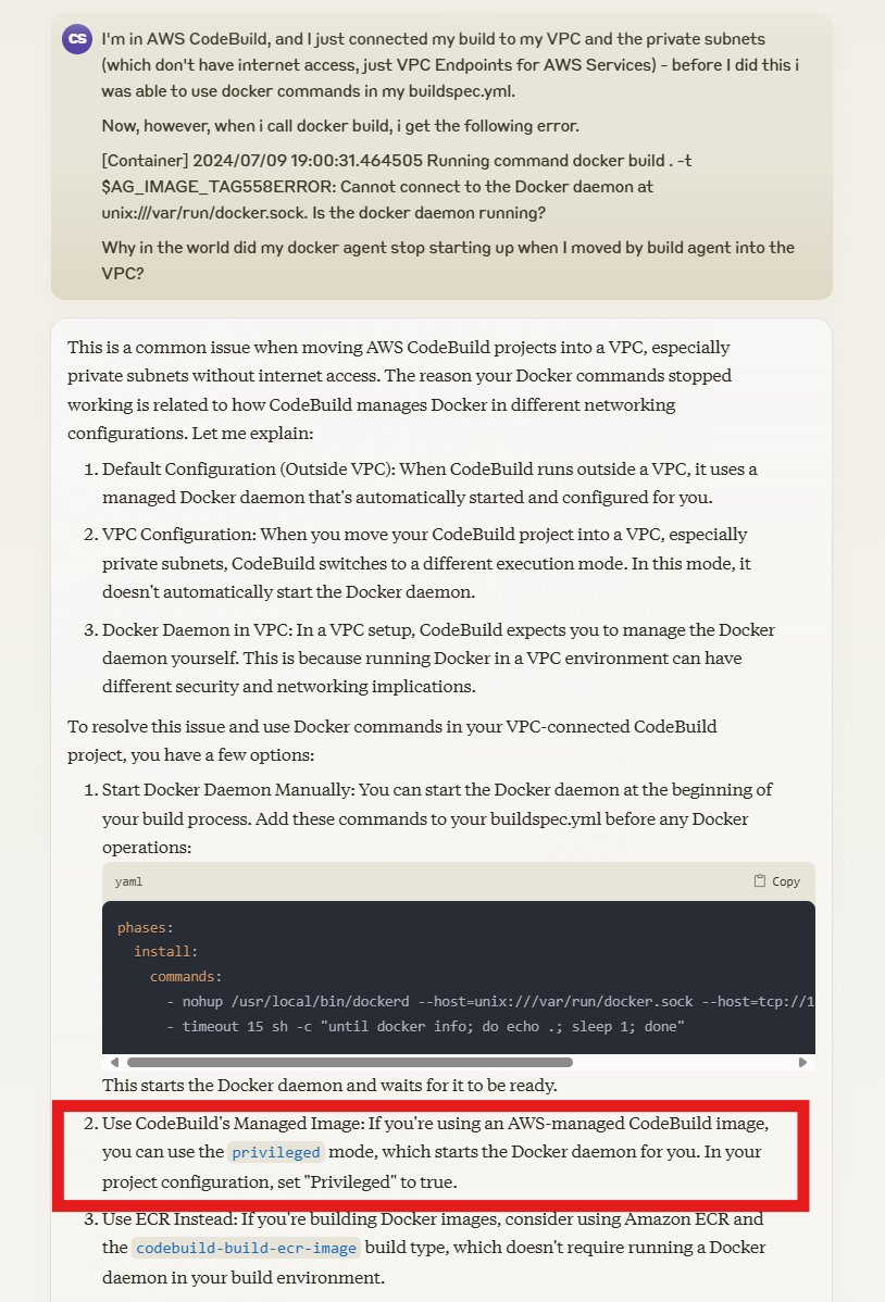 256BitChris's tweet image. This is the power of #Claude and #AI - I hit a problem with #CodeBuild, and in the past, I would have spent significant time tracking down what caused my builds to start failing.
I just told Claude what I was dealing with, and the second option it gave me solved my problem.…