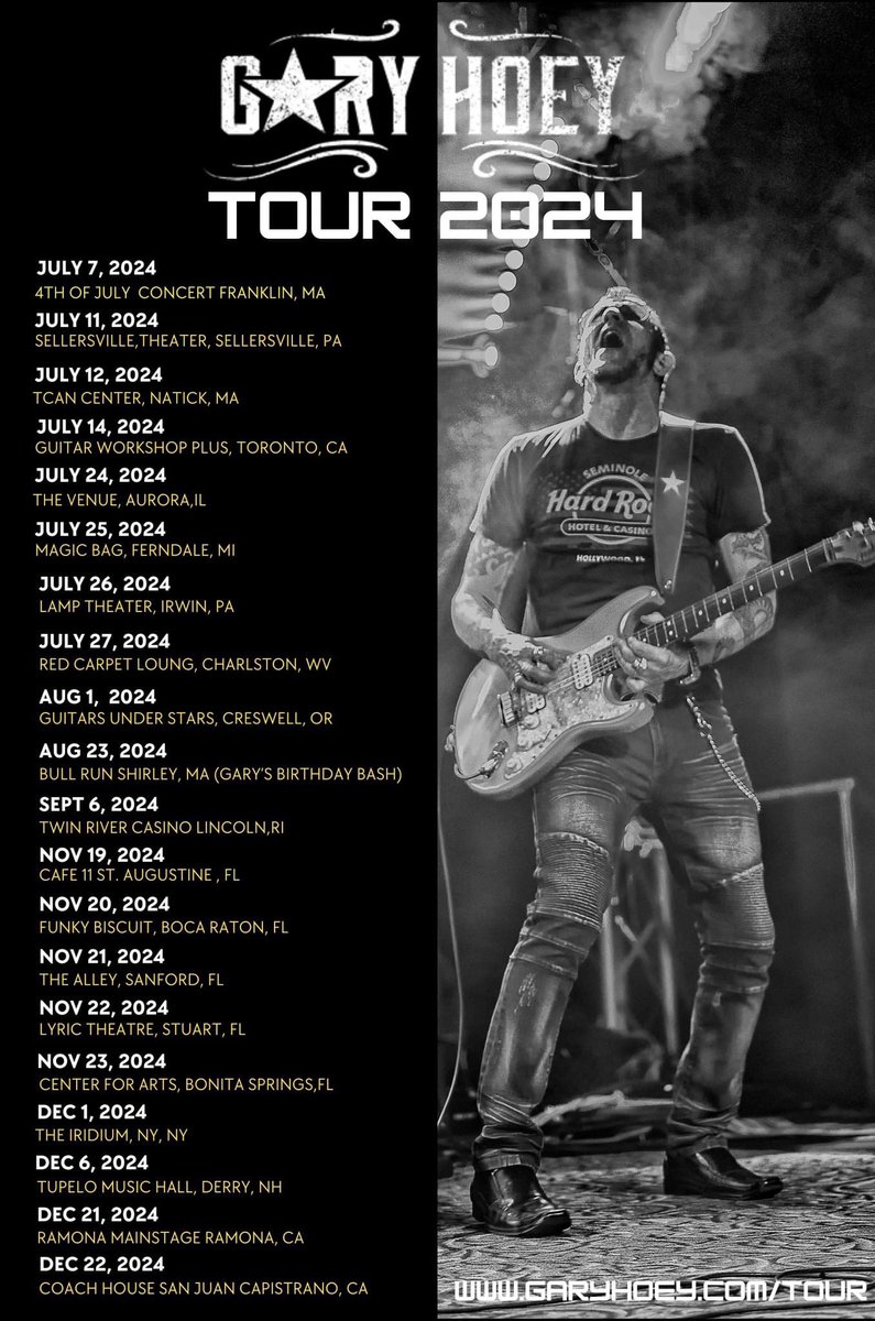 Hey Friends, can’t wait to see you all on tour ! 🤘🎸❤️get tickets here: garyhoey.com//tour/