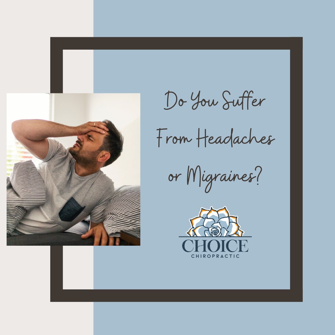 ChoiceChiroJax's tweet photo. If you suffer from headaches or migraines, you're not alone. Chiropractic care may help relieve pain and reduce the frequency of migraines. It can also address tension headaches and cervicogenic headaches, which cause pain and make concentration difficult. https://t.co/kWmNWZyD2K