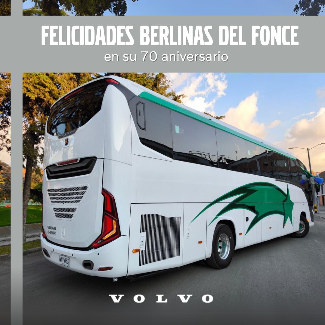 Desde Volvo Buses Colombia enviamos un fraterno abrazo a nuestros amigos de <a href="/Berlinasdelfonc/">Berlinas Del Fonce</a> quienes cumplen 70 años.

Orgullosos de ser parte de un legado de gran servicio, calidad y seguridad en cada viaje que realizan.

Felicidades.

#VolvoBuses #BerlinasDelFonce
