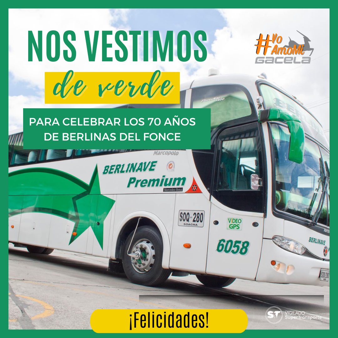 En el Grupo Gacela hoy nos vestimos de verde para celebrar los 70 años de una gran empresa.

Felicidades, <a href="/Berlinasdelfonc/">Berlinas Del Fonce</a> y que cumplan muchos más.

#GrupoGacela #FlotaMagdalena #RapidoDuitama #ExpresoPazDeRio #Berlinas #BerlinasDelFonce