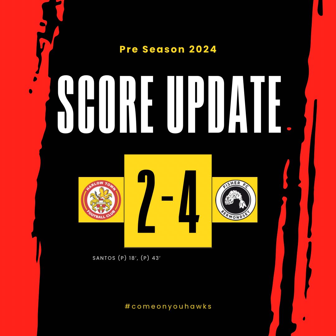 Score Update: Harlow Town 2-4 Fisher FC
Ruben Santos (P) 43’