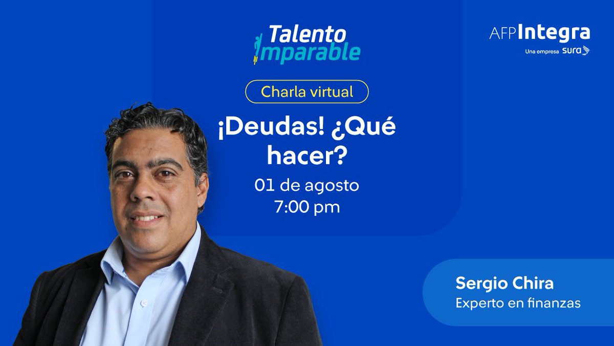 ¡Inscríbete a las próximas charlas gratuitas de #TalentoImparable!

Paula Barcenas, Carlos Melo y Sergio Chira te brindarán consejos para potenciar tus habilidades blandas y ampliar tus conocimientos. Accede a este y más contenidos en talentoimparable.pe