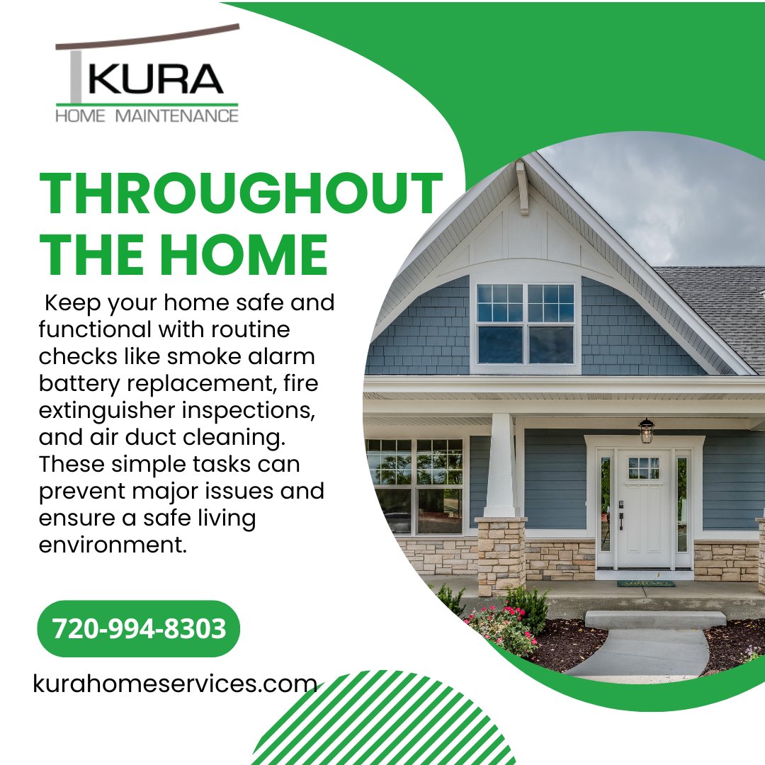 With Kura Home Maintenance's routine checks we handle essential tasks such as smoke alarm battery replacements, fire extinguisher inspections, and air duct cleaning.
Learn more at kurahomeservices.com
#HomeSafety #RoutineChecks #KuraHomeMaintenance