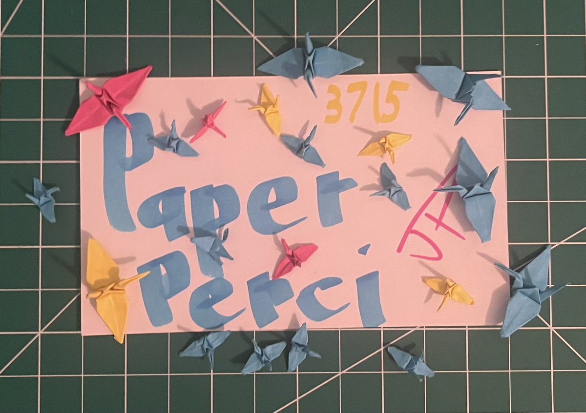 PaperPerci's tweet image. Fold everyday but I’ll never fold. Took a break from posting but not making cranes. Got my first earrings cooking up too. #origami #cranes