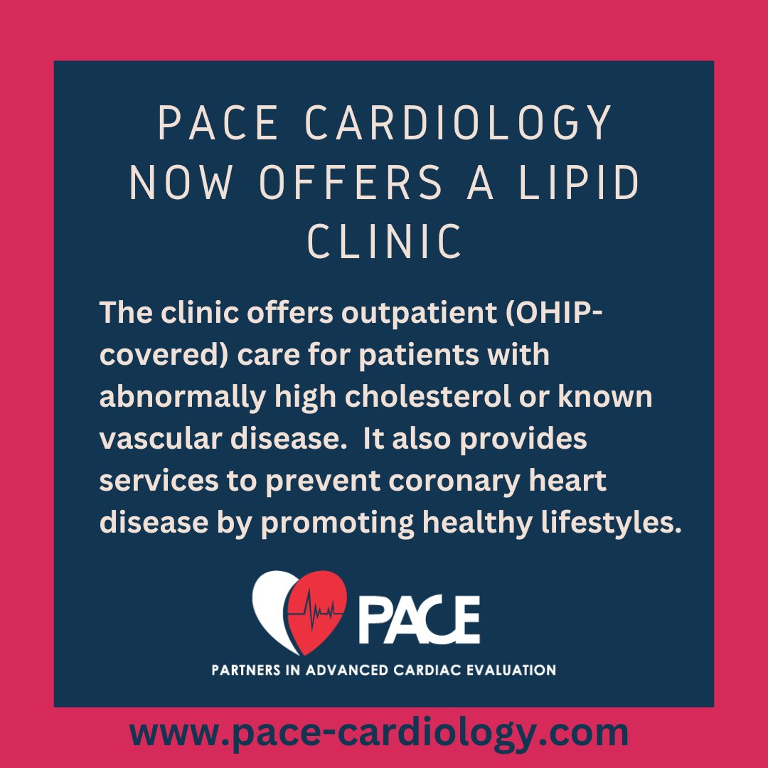 pace_cardiology's tweet photo. Our #Lipid Clinic provides outpatient care (OHIP Covered) for patients with abnormally high levels of #cholesterol in their blood, or known vascular disease.
Healthcare provider referrals can be accessed at https://t.co/YofgOIZEkx #lipidclinic #lipidcontrol #HeartHealth https://t.co/2X671t5MVB