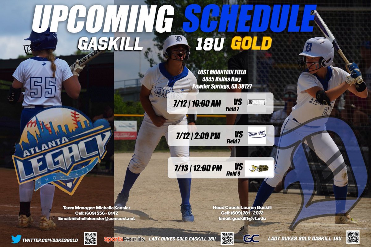 Schedule for Atlanta this weeekend!!🖤💙<a href="/DukesGold/">Lady Dukes Gold Gaskill</a>