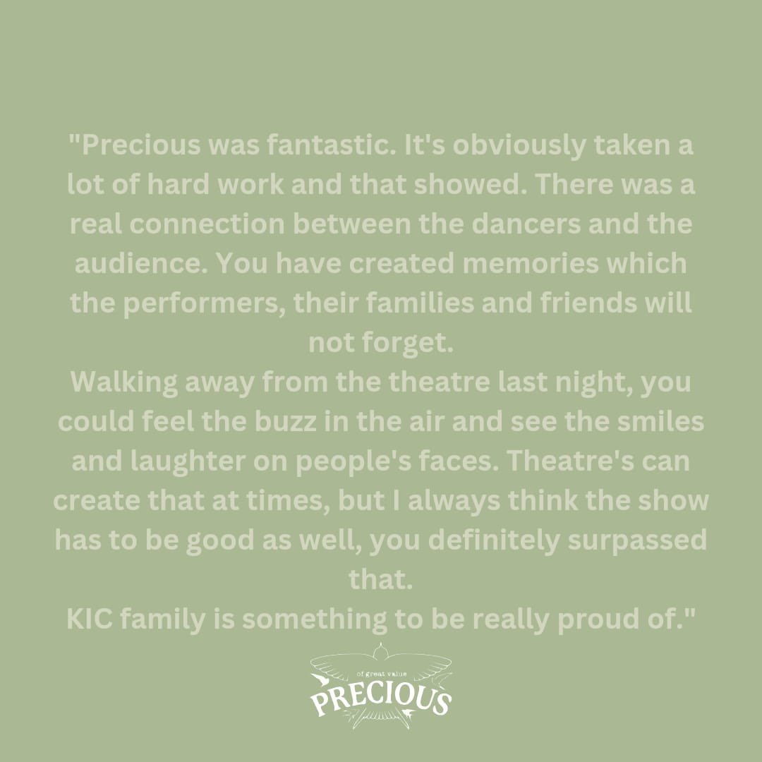 We are overwhelmed with the glowing feedback following our recent production, ‘Precious’. A huge thank you to everyone for their ongoing support. Shows like this wouldn’t be possible without you all. 🕊️🌍✨