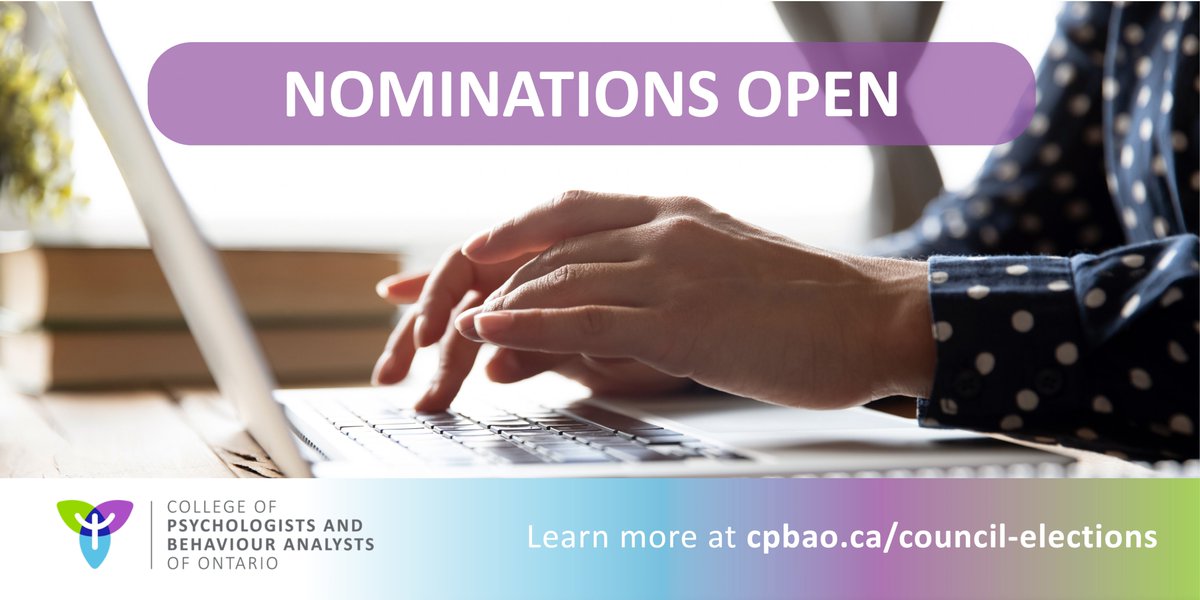 Behaviour Analysts, nominations are open for the inaugural Council election on Friday, September 6, 2024.  Three Behaviour Analysts are elected in Council. For more information, please visit: cpbao.ca/about-cpo/coun…
Nominate today!