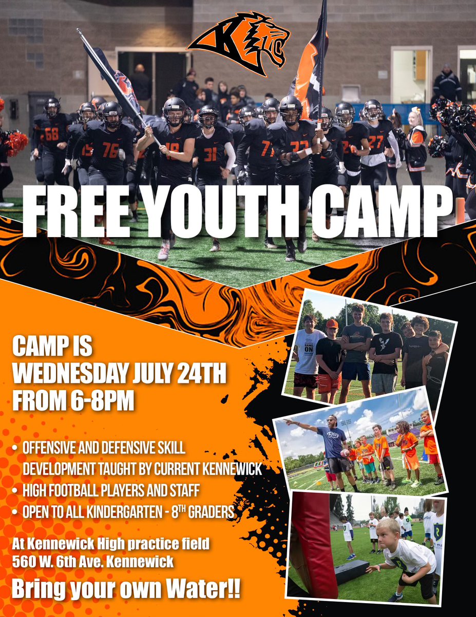 AffholterRandy's tweet image. 2nd annual Kennewick High Free Youth Football Camp!! Show up early to sign up!! Go Lions!!