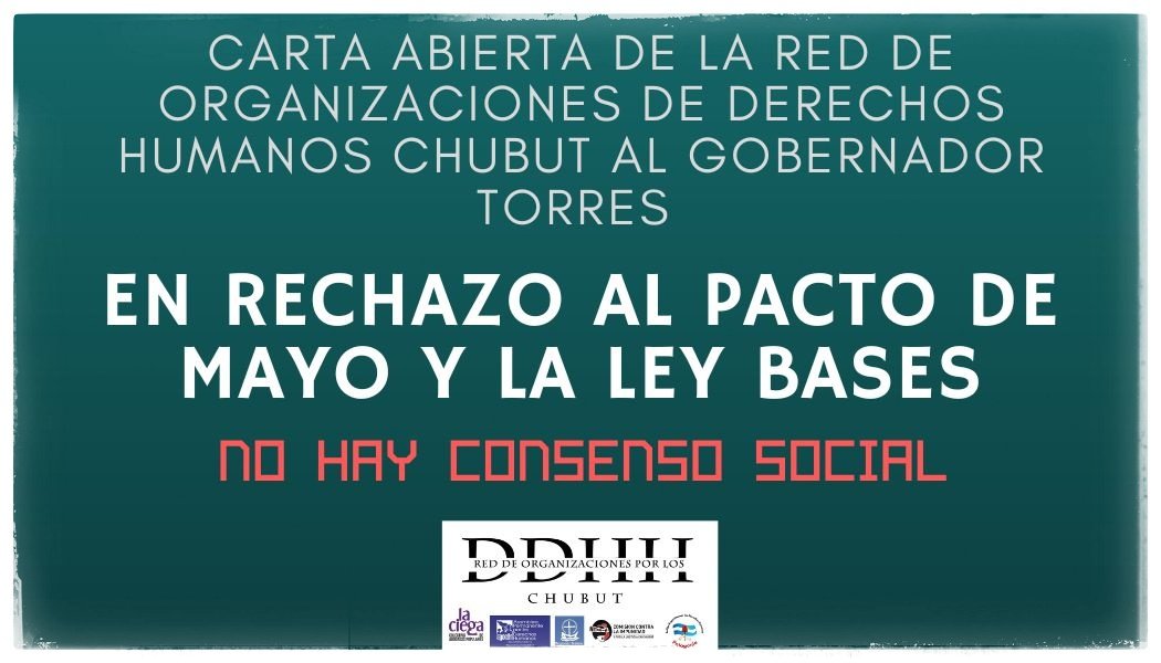 Carta abierta de las Organizaciones de DDHH del Chubut al Gobernador Torres.
#NoAlPacto
#NoALaLeyBases
Leela completa 👇
facebook.com/share/p/mGy3KU…