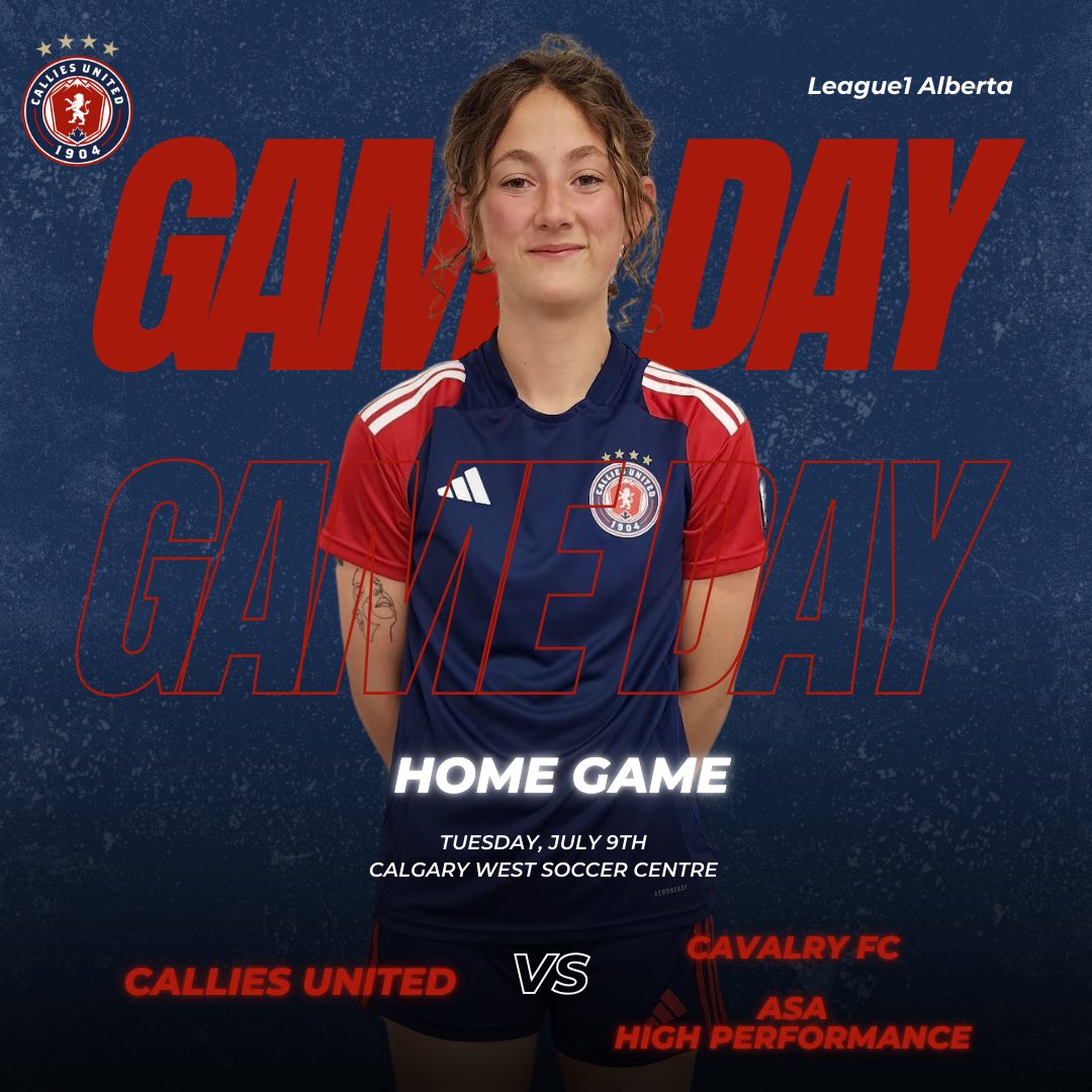 ‼️IT’S GAME DAY!‼️

Join us at Calgary West Soccer Centre tonight as Callies United takes on Cavalry and ASA High Performance at our LAST home game! Men’s Kick-Off 5:30pm, Women’s Kick-Off 8pm

🗓️ Tuesday, July 9th
⏰ 5:30pm &amp; 8pm
📍Calgary West Soccer Centre
🎟️ In bio or at door