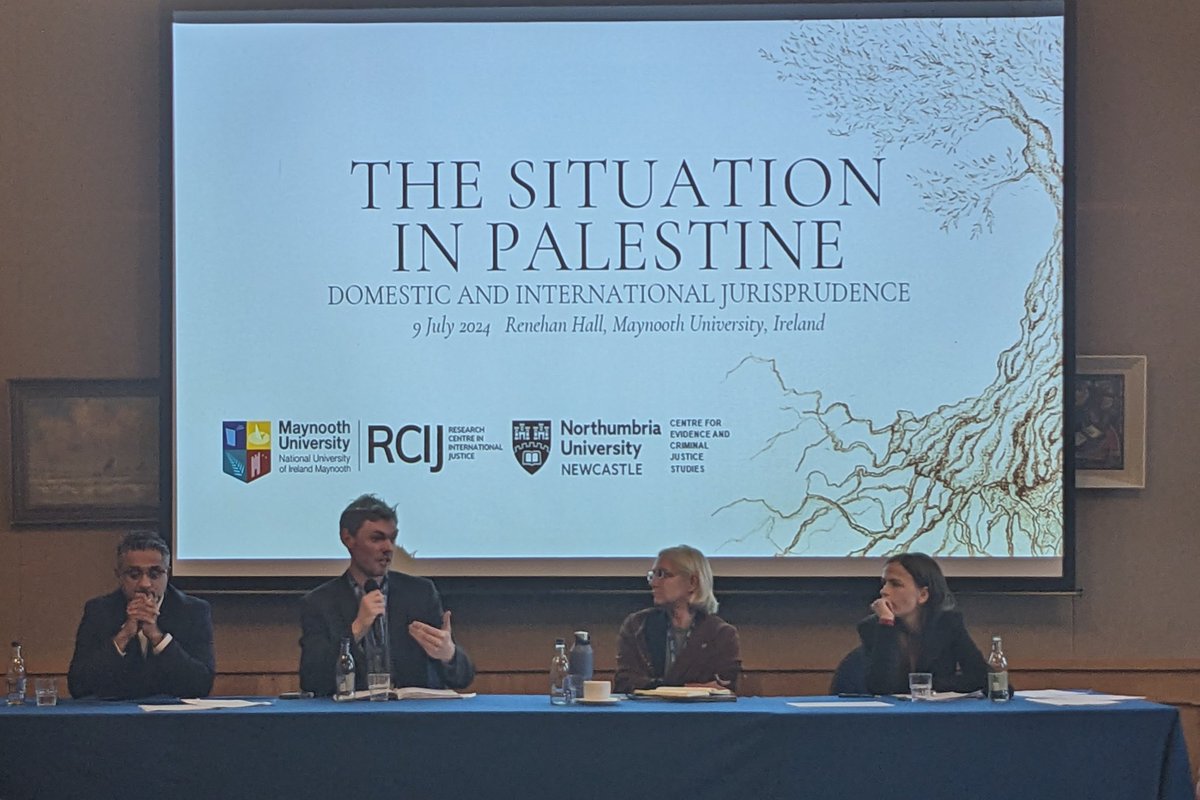 Fourth and final panel at The Situation in Palestine: Domestic and International Jurisprudence with <a href="/tayab_ali_/">Tayab Ali</a> <a href="/gerry_liston/">Gerry Liston</a> Katie Gallagher <a href="/theCCR/">The CCR is on bsky (@ccrjustice.org)</a> <a href="/Nora_Salem_Dr/">Nora Salem 🍉</a> Prof Galina Cornelisse, chaired by Polona Florijančič <a href="/MaynoothLaw/">MU School of Law & Criminology</a> <a href="/NorthumbriaLaw/">Northumbria Law School</a>
