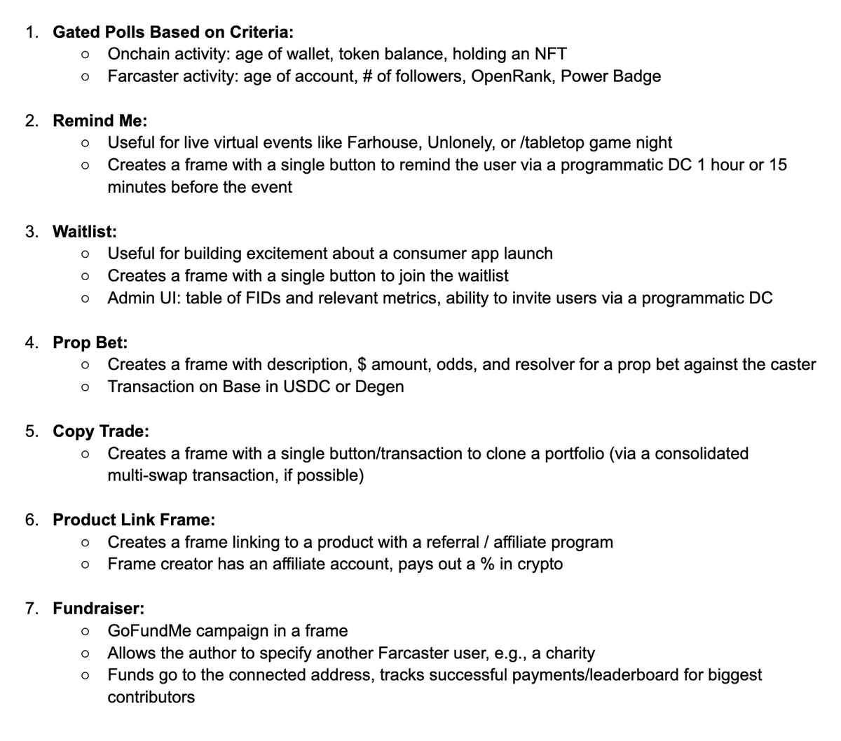 dwr's tweet photo. 7 potential composer actions + frames

Actions are contextual entry points for creating frames.

Frames work on natively on mobile and every user already has a wallet.