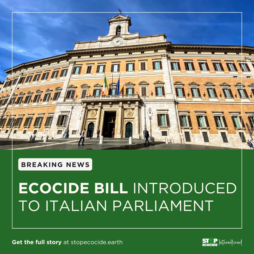 Stop Ecocide Belgium (@stopecocidebe) on Twitter photo An #ecocide bill has just been introduced in #Italy's parliament!📷📷The bill was submitted by Italy's Green & Left Alliance (<a href="/Verdi_SI_Europa/">Alleanza Verdi Sinistra - Europa</a>) on 1 July.📷Read the full details, including the proposed bill's next legislative steps, HERE: stopecocide.earth/2024/ecocide-b… An #ecocide bill has just been introduced in #Italy's parliament!📷📷The bill was submitted by Italy's Green & Left Alliance (<a href="/Verdi_SI_Europa/">Alleanza Verdi Sinistra - Europa</a>) on 1 July.📷Read the full details, including the proposed bill's next legislative steps, HERE: stopecocide.earth/2024/ecocide-b…